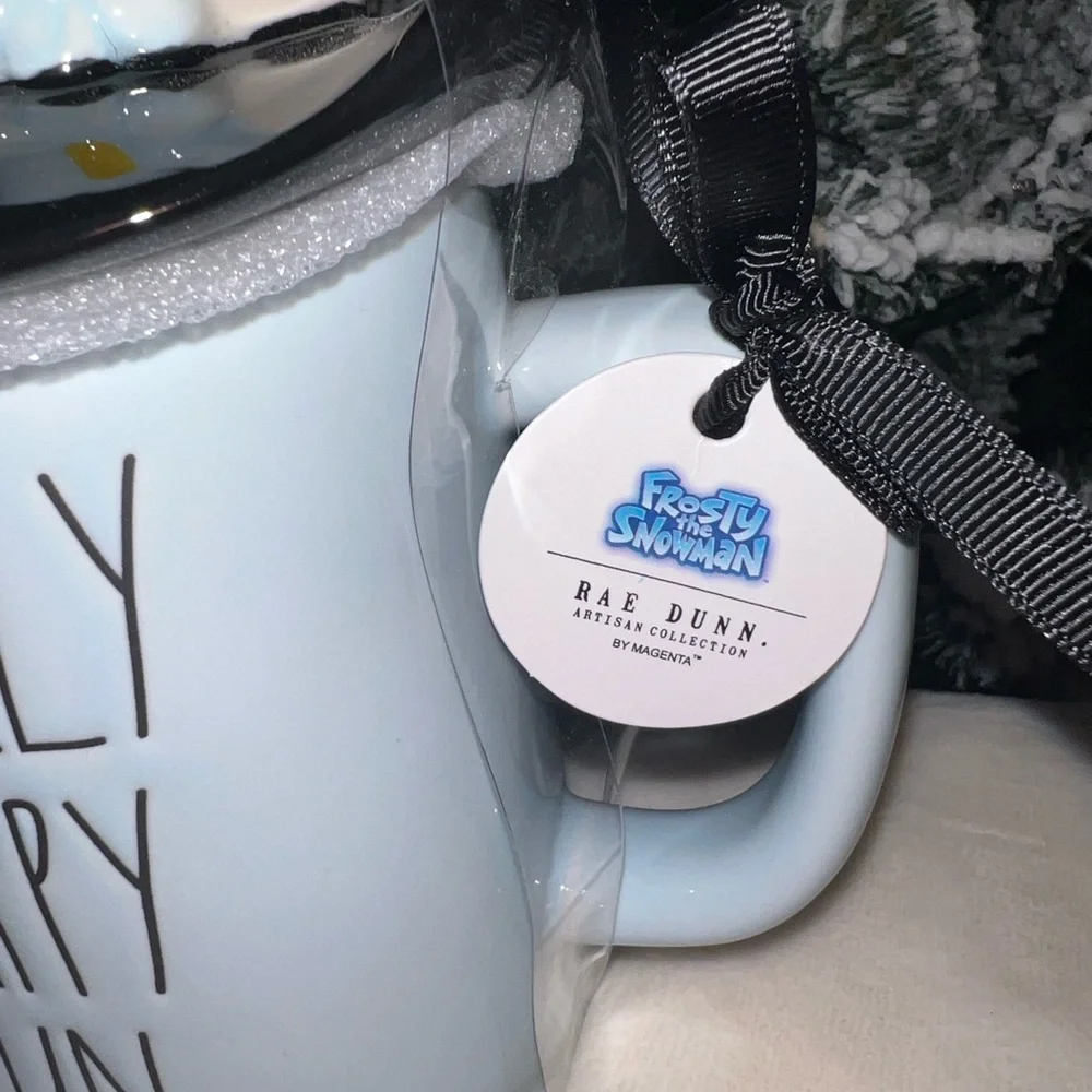 Rae Dunn JOLLY HAPPY FUN Frosty the Snowman Mug‎ w/ Lid NWT